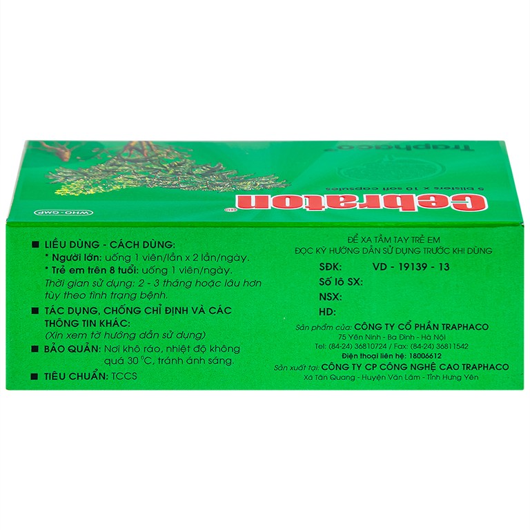 Thuốc Cebraton Traphaco bổ khí huyết, hoạt huyết dưỡng não (5 vỉ x 10 viên)