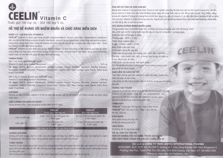 Siro Ceelin United bổ sung vitamin C, tăng cường sức đề kháng (30ml)