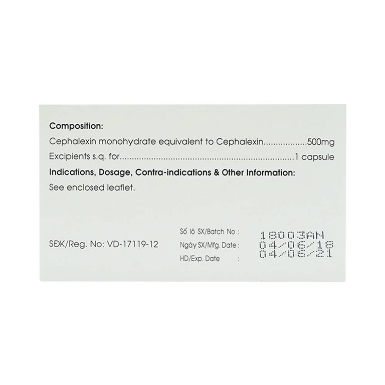 Thuốc Cephalexin MKP 500 điều trị nhiễm khuẩn (10 vỉ x 10 viên)