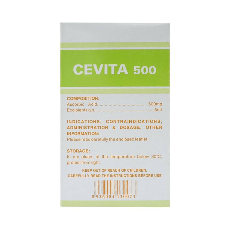 Thuốc tiêm Cevita 500 F.T Pharma điều trị thiếu Vitamin C (10 vỉ x 10 ống x 5ml)