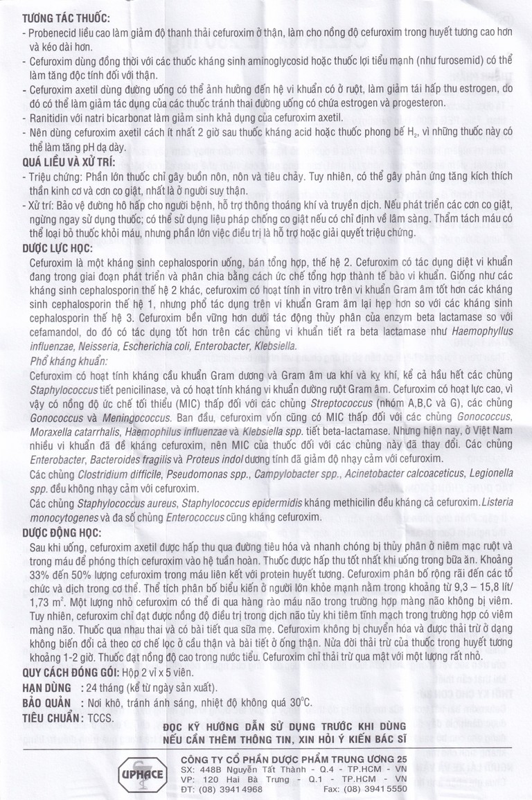 Thuốc Cezirnate 250 mg Uphace điều trị nhiễm khuẩn thể nhẹ đến vừa ở đường hô hấp (2 vỉ x 5 viên)