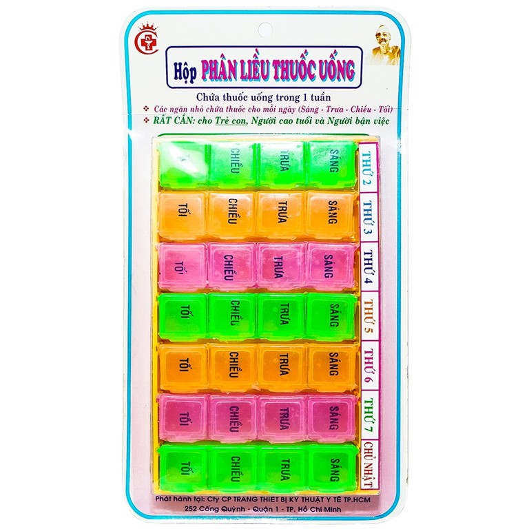 Hộp phân liều thuốc uống dùng trong 1 tuần (7 hộp dài)