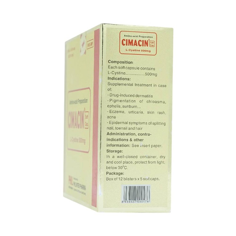 Thuốc Cimacin Phil hỗ trợ điều trị viêm da, sạm da (12 vỉ x 5 viên)