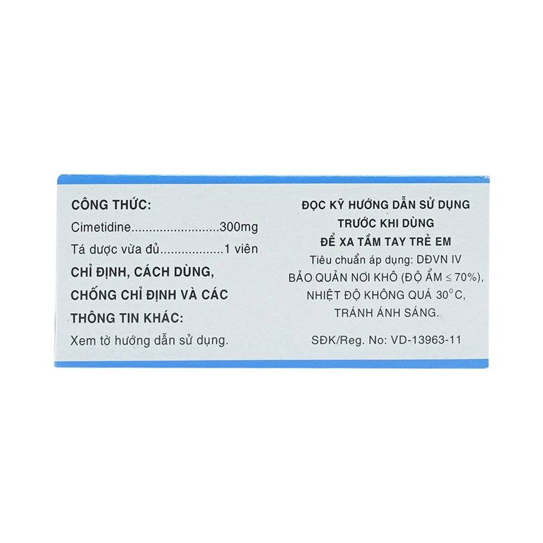 Thuốc Cimetidine MKP 300mg Mekophar điều trị ngắn hạn loét dạ dày, tá tràng tiến triển (10 vỉ x 10 viên)