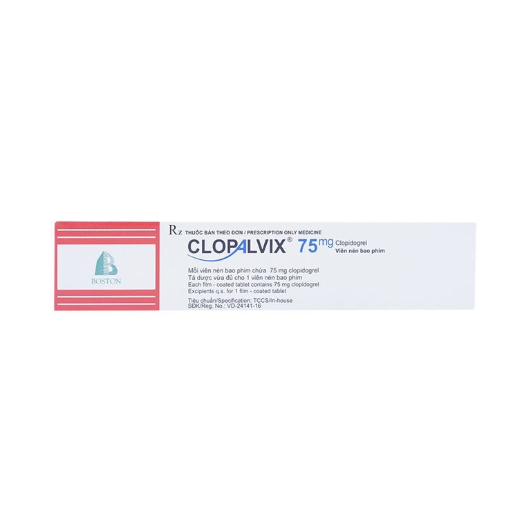Thuốc Clopalvix 75mg Boston phòng ngừa xơ vữa động mạch, nhồi máu cơ tim (5 vỉ x 14 viên)
