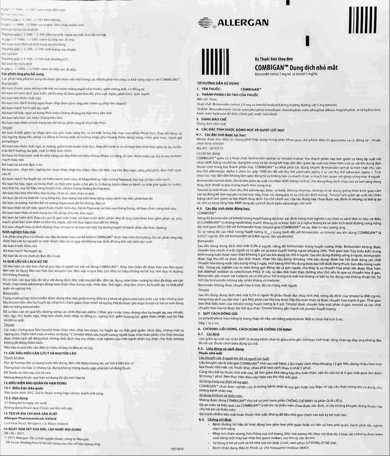 Thuốc nhỏ mắt Combigan Allergan giảm áp suất nội nhãn (5ml)