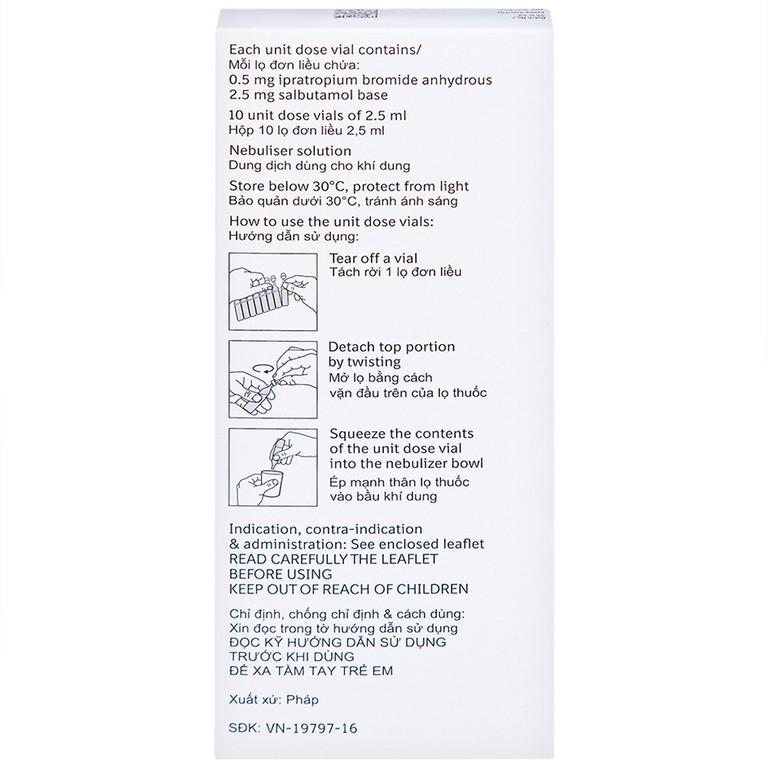 Dung dịch khí dung Combivent Boehringer kiểm soát co thắt phế quản (1 vỉ x 10 ống)
