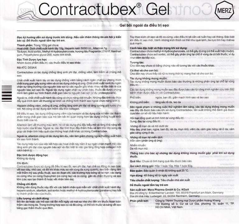 Gel Contractubex Merz điều trị sẹo lồi, sẹo phì đại (50g)