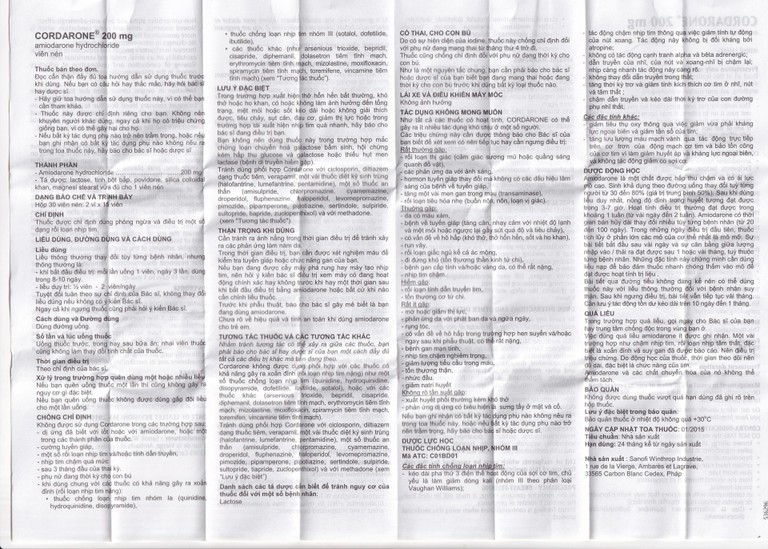 Thuốc Cordarone 200mg Sanofi phòng ngừa và điều trị một số dạng rối loạn nhịp tim (30 viên)