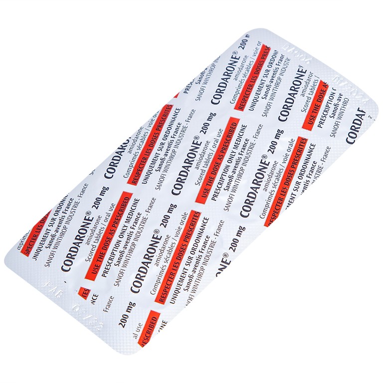 Thuốc Cordarone 200mg Sanofi phòng ngừa và điều trị một số dạng rối loạn nhịp tim (30 viên)