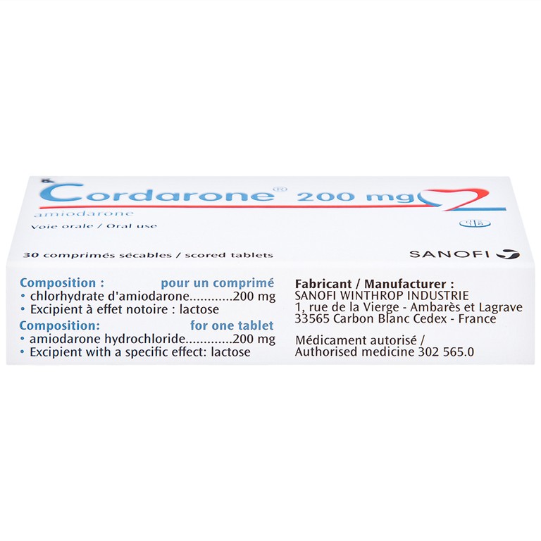 Thuốc Cordarone 200mg Sanofi phòng ngừa và điều trị một số dạng rối loạn nhịp tim (30 viên)