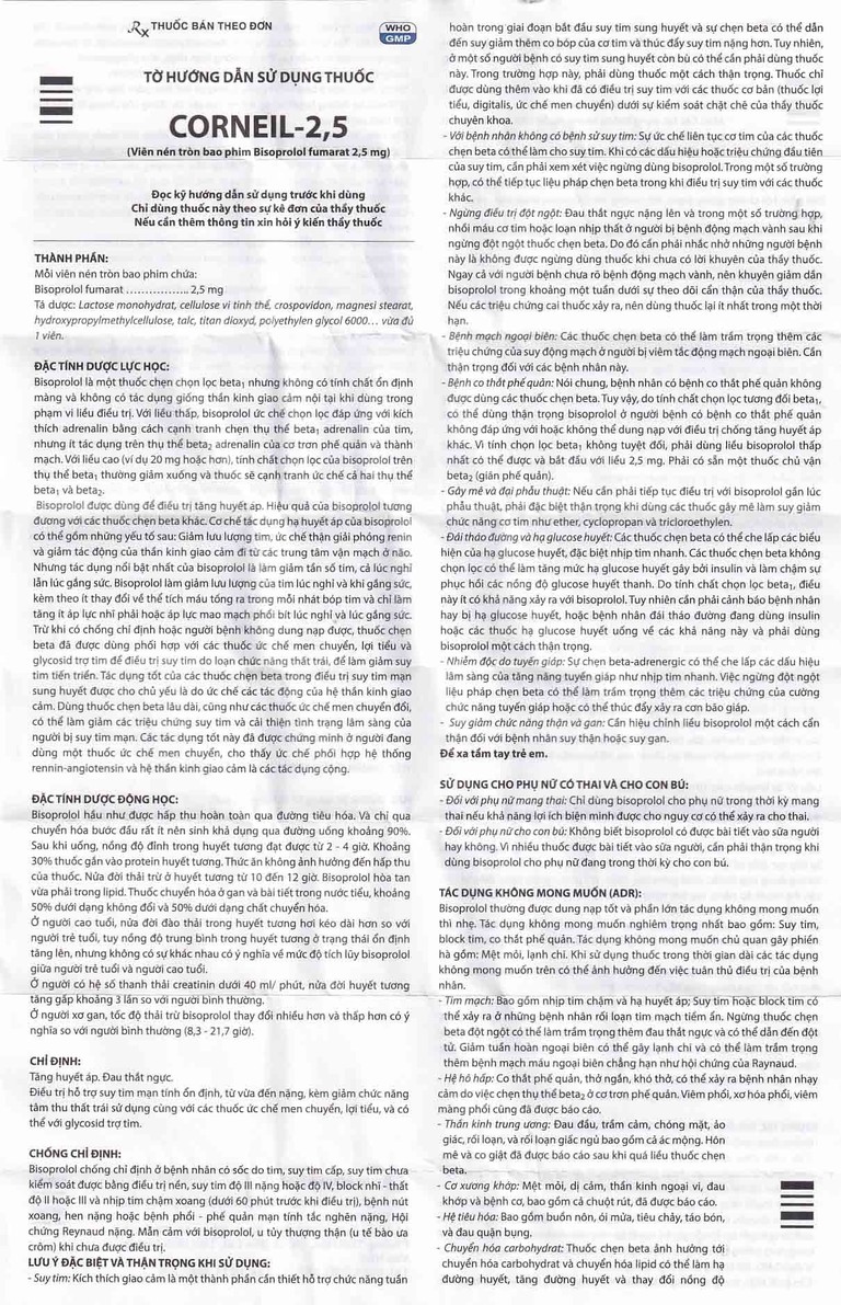 Thuốc Corneil Đạt Vi Phú điều trị tăng huyết áp, đau thắt ngực (6 vỉ x 10 viên)