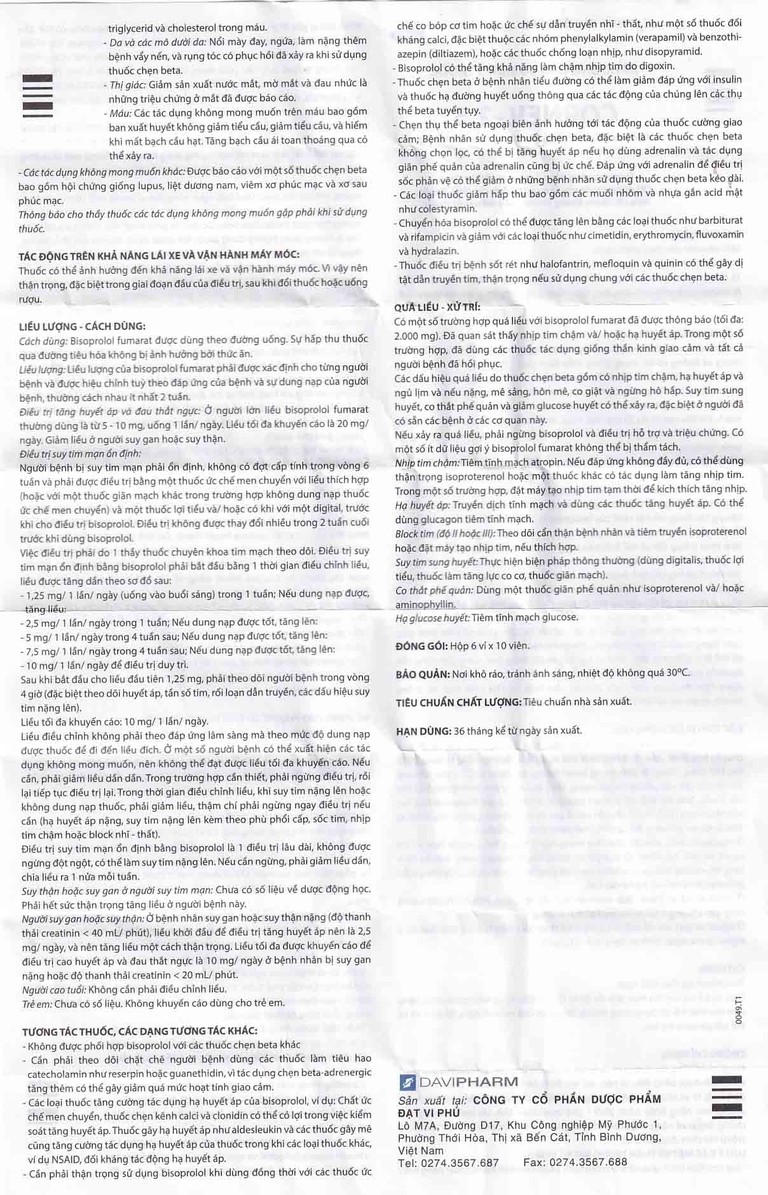 Thuốc Corneil Đạt Vi Phú điều trị tăng huyết áp, đau thắt ngực (6 vỉ x 10 viên)