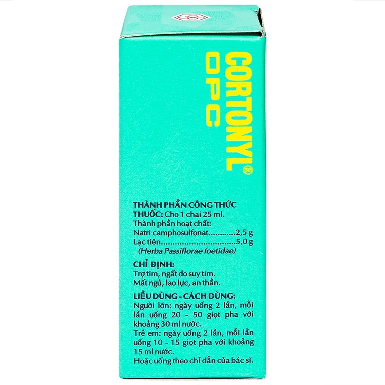 Thuốc nước Cortonyl OPC chỉ định trợ tim, ngất do suy tim, mất ngủ, lao lực (25ml)