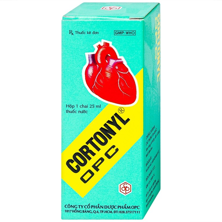 Thuốc nước Cortonyl OPC chỉ định trợ tim, ngất do suy tim, mất ngủ, lao lực (25ml)