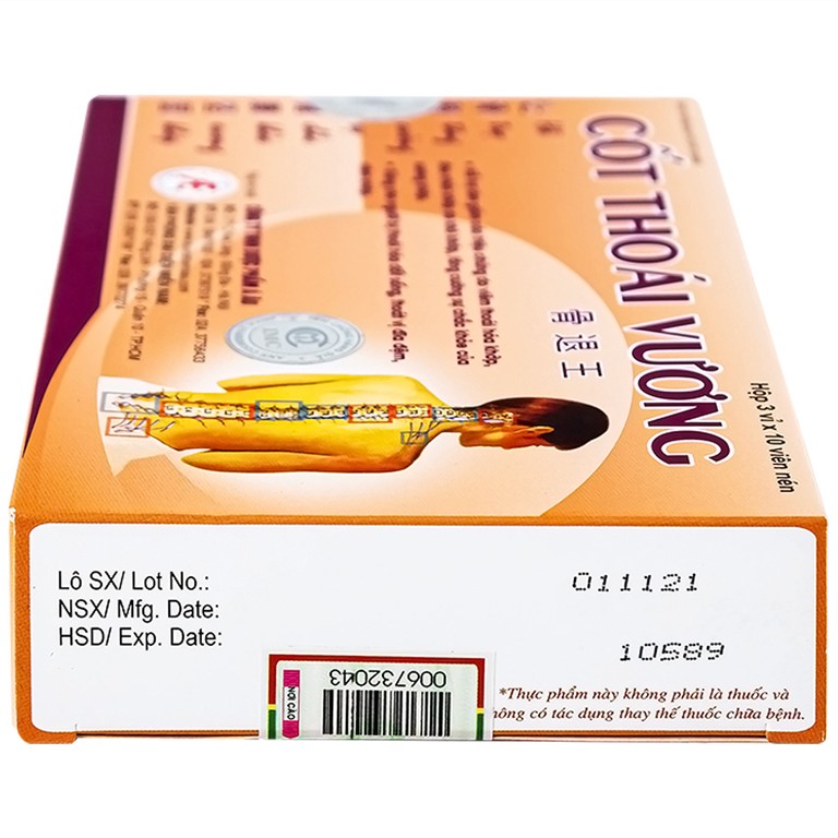 Viên uống Cốt Thoái Vương Á Âu hỗ trợ giảm triệu chứng viêm thoái hóa khớp (3 vỉ x 10 viên)