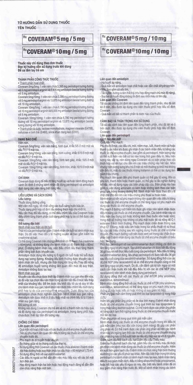 Thuốc Coveram 10mg/10mg Servier điều trị tăng huyết áp (30 viên)