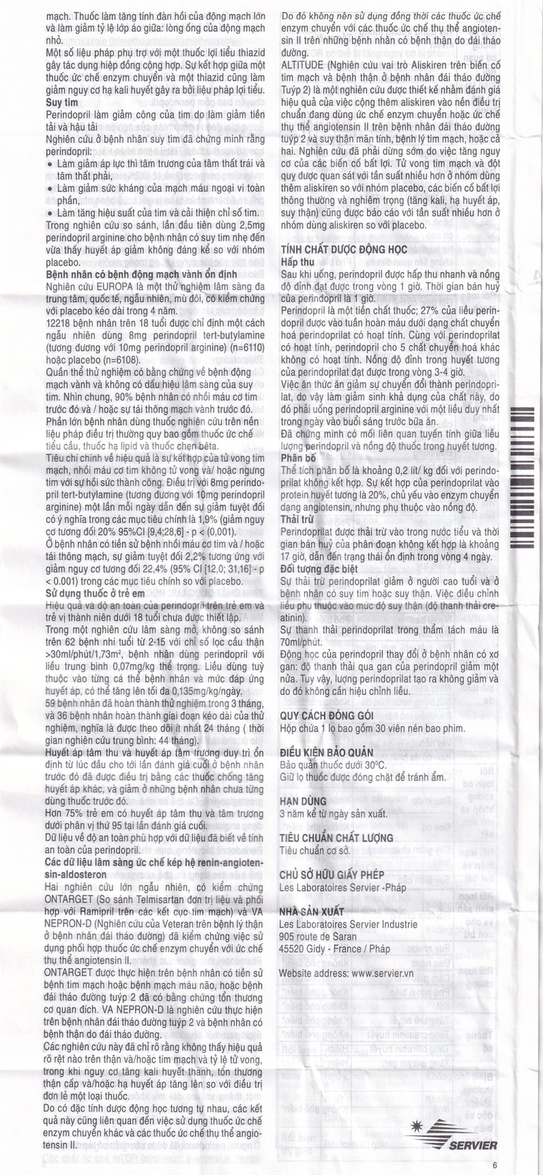 Thuốc Coversyl 5mg Servier điều trị tăng huyết áp (30 viên)