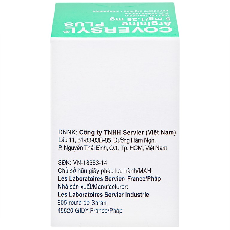 Thuốc Coversyl Plus 5mg/1.25mg Servier điều trị tăng huyết áp (30 viên)