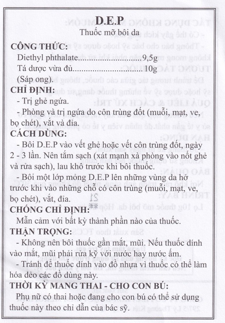 Thuốc mỡ bôi da D.E.P Mekophar điều trị ghẻ ngứa (10g)