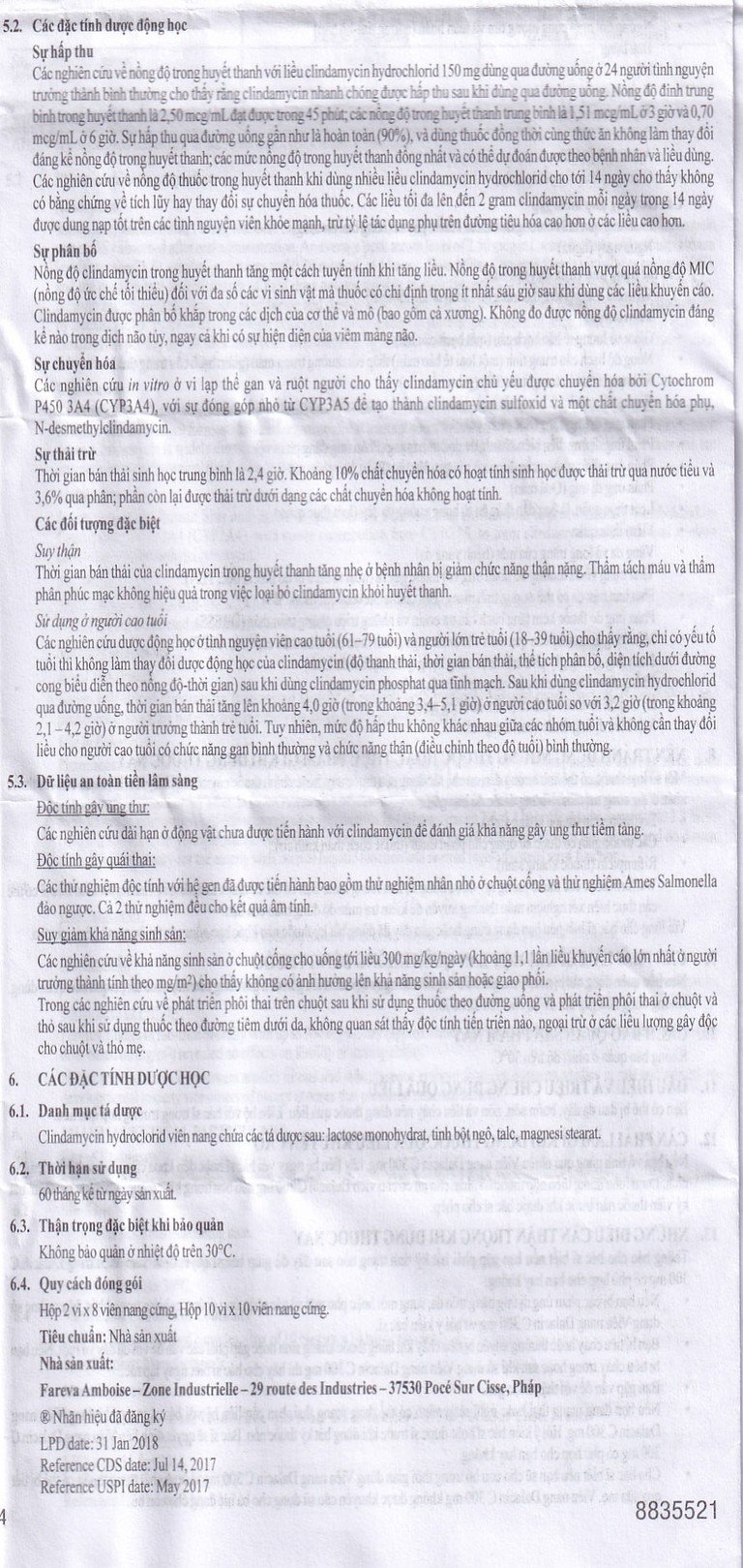 Thuốc Dalacin C 300mg Pfizer điều trị nhiễm khuẩn (2 vỉ x 8 viên)