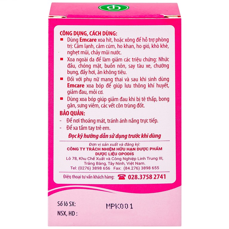 Dầu tràm Emcare cho bé ngừa cảm, xoa bóp giảm đau nhức (25ml)