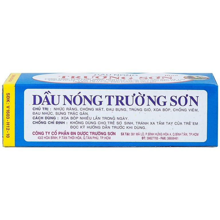 Dầu nóng Trường Sơn điều trị cảm, ho, số mũi, trúng gió (10 chai x 10ml)
