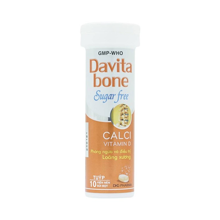 Viên sủi Davita Bone Sugar Free DHG phòng ngừa và điều trị loãng xương (10 viên)