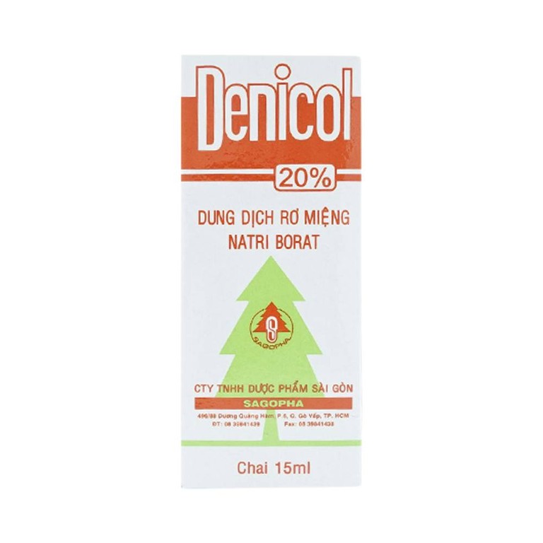 Dung dịch rơ miệng Denicol 20% Sagopha điều trị tưa lưỡi, lở miệng, sưng lợi (15ml)