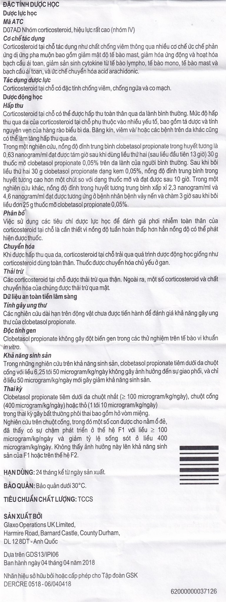 Kem bôi ngoài da Dermovate Cream GSK điều trị vẩy nến, viêm da, lichen phẳng (15g)