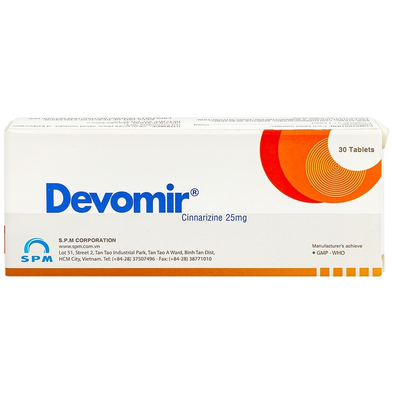 Thuốc Devomir S.P.M ohòng ngừa say sóng, say tàu xe, máy bay (3 vỉ x 10 viên)