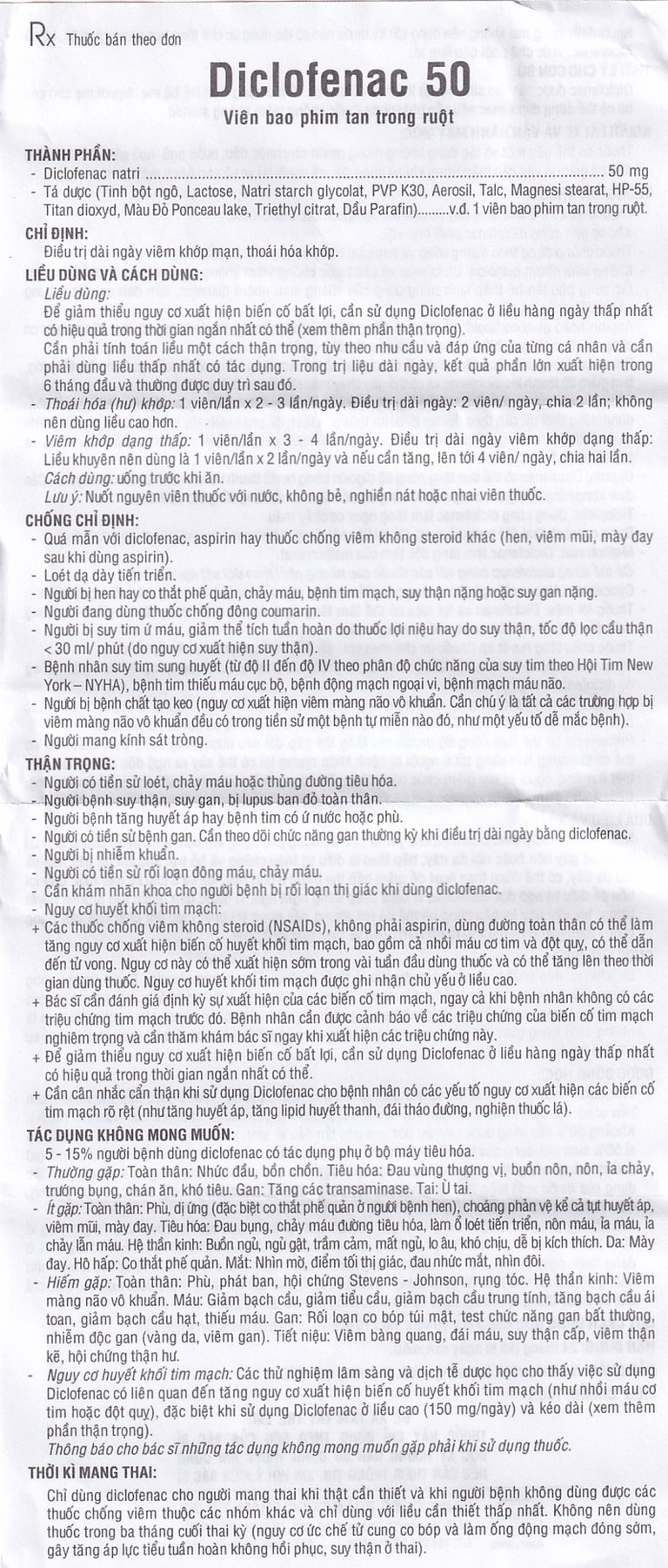 Thuốc Diclofenac 50 Uphace điều trị dài ngày viêm khớp mạn, thoái hóa khớp (100 viên)