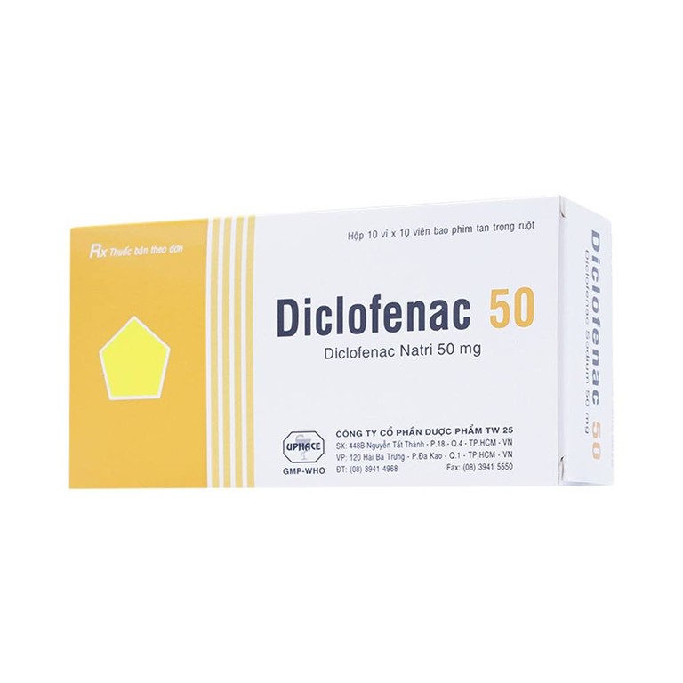 Thuốc Diclofenac 50 Uphace điều trị dài ngày viêm khớp mạn, thoái hóa khớp (100 viên)