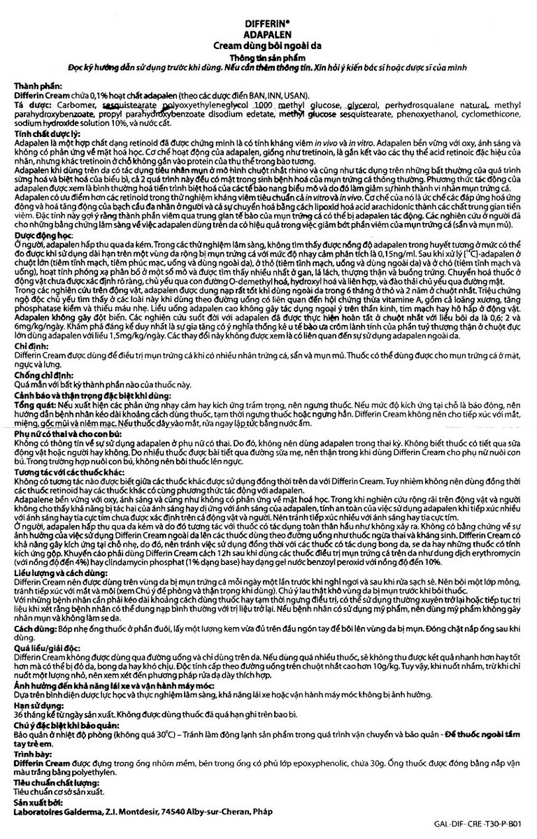 Kem Differin Galderma điều trị mụn trứng cá (30g)