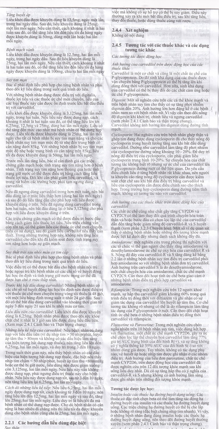 Thuốc Dilatrend 6.25mg Roche điều trị tăng huyết áp, bệnh mạch vành, suy tim mạn (3 vỉ x 10 viên)