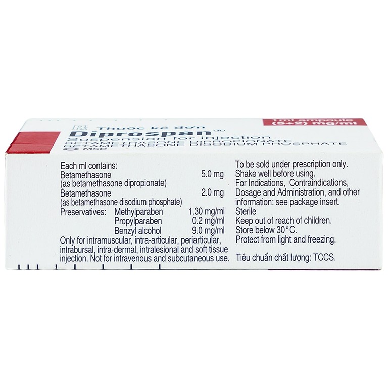 Thuốc tiêm Diprospan Injection (5+2)mg/ml Merck điều trị các bệnh cơ xương và mô mềm, dị ứng (1 ống x 1ml)