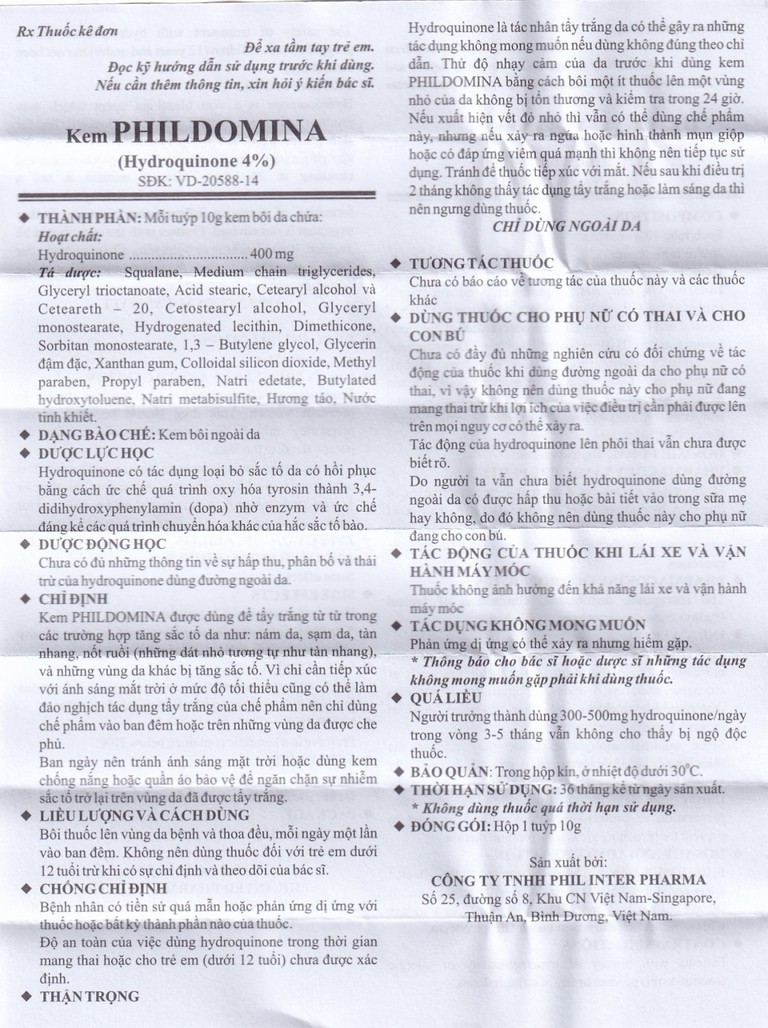 Kem bôi da PhilDomina Phil điều trị nám da, sạm da, tàn nhang, nốt ruồi (10g)