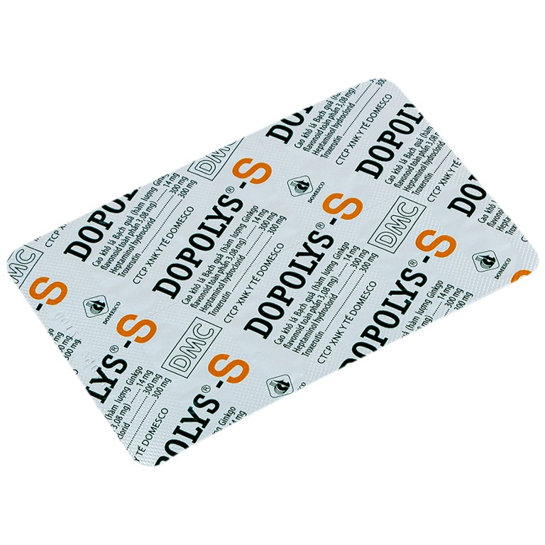 Thuốc Dopolys-S Domesco điều trị triệu chứng suy tĩnh mạch bạch huyết (3 vỉ x 10 viên)