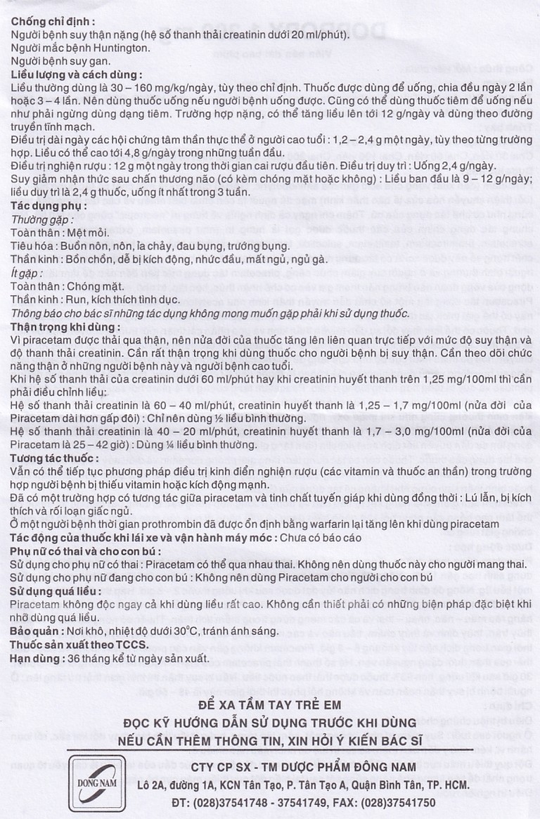 Thuốc Dopropy 1200mg Đông Nam điều trị triệu chứng chóng mặt (10 vỉ x 10 viên)