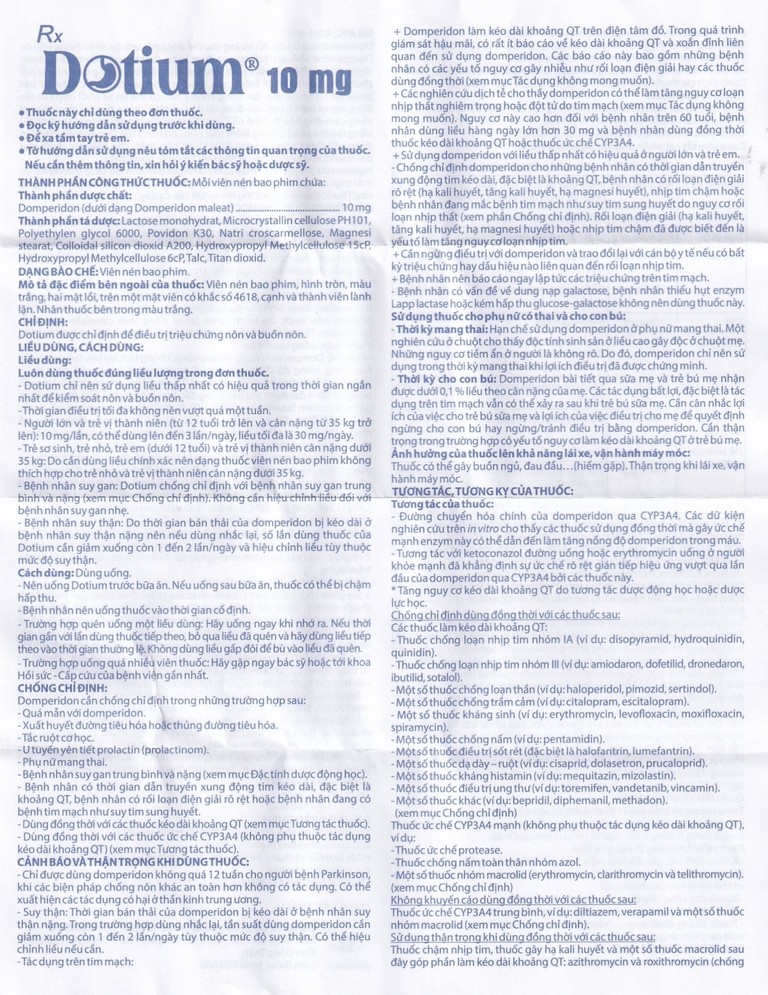 Thuốc Dotium Domesco điều trị triệu chứng nôn, buồn nôn (10 vỉ x 10 viên)