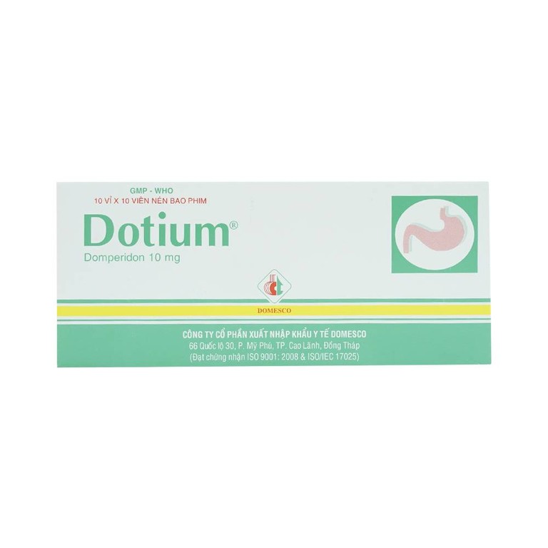 Thuốc Dotium Domesco điều trị triệu chứng nôn, buồn nôn (10 vỉ x 10 viên)