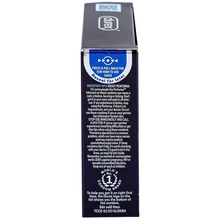 Bao cao su Durex Performa chứa nhiều gel làm mát, kéo dài thời gian quan hệ (3 cái)
