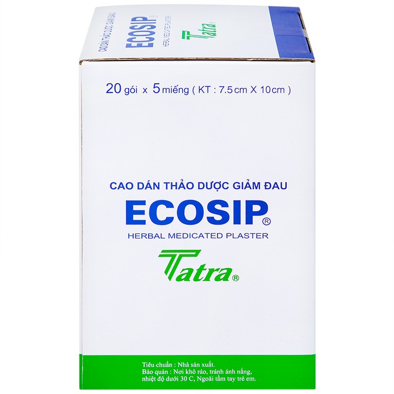 Cao dán thảo dược Ecosip Tatra giảm đau vai, đau lưng (20 gói x 5 miếng)