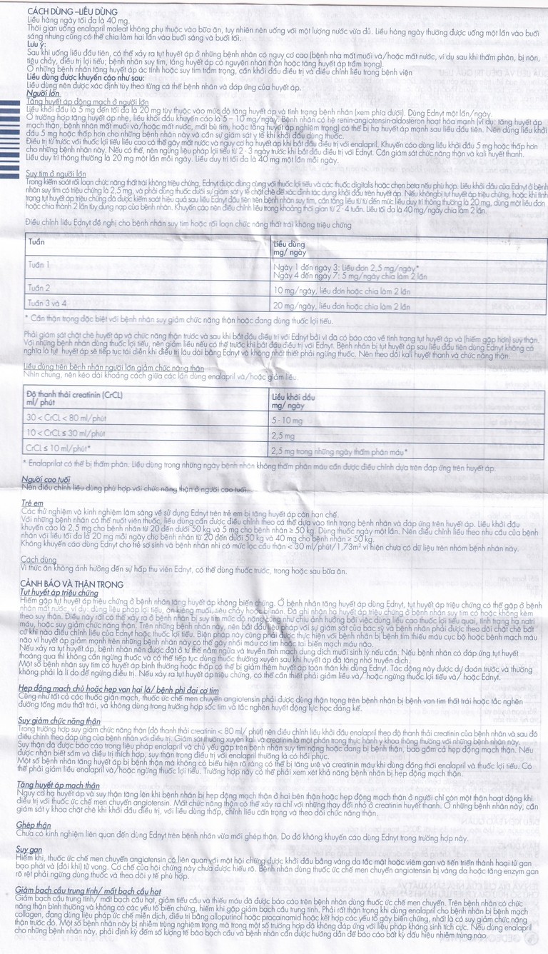 Thuốc Ednyt 5mg Gedeon điều trị tăng huyết áp, suy tim (3 vỉ x 10 viên)