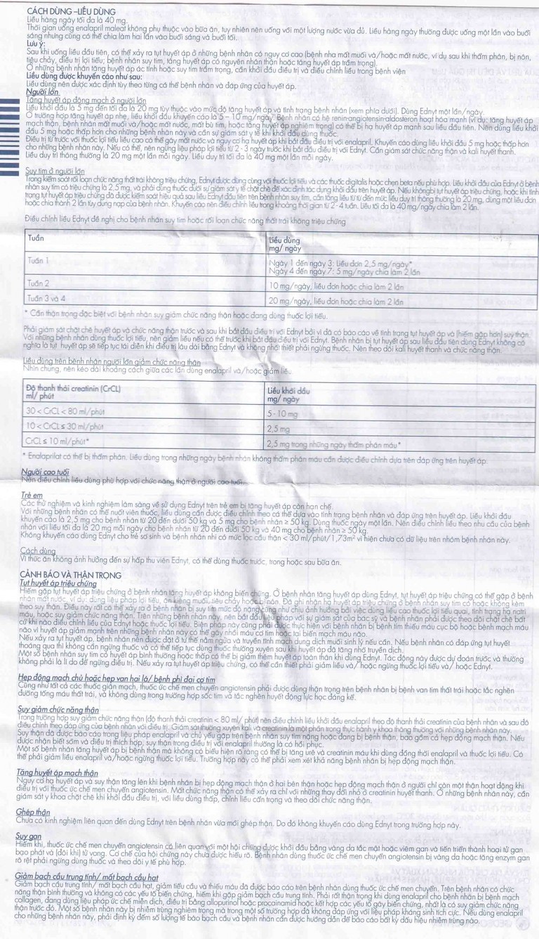 Thuốc Ednyt 5mg Gedeon điều trị tăng huyết áp, suy tim (3 vỉ x 10 viên)