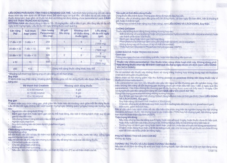 Bột sủi Efferalgan 250mg UPSA SAS giảm đau, hạ sốt (12 gói)