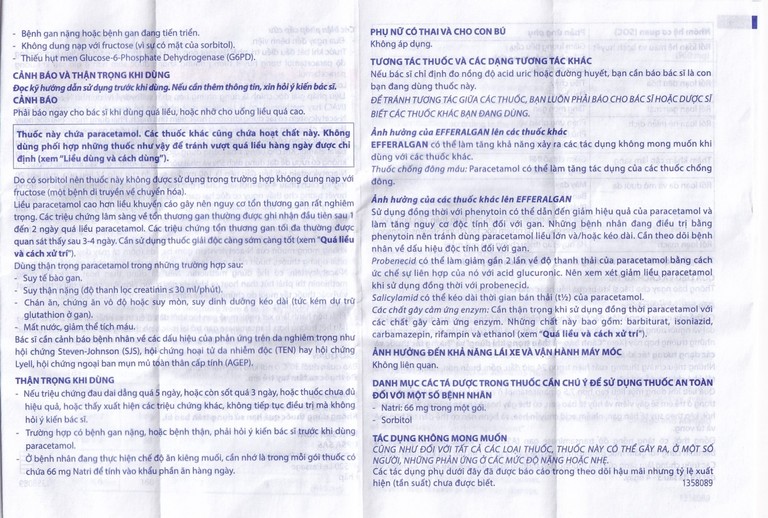 Bột sủi Efferalgan 80mg UPSA SAS giảm đau, hạ sốt (12 gói)