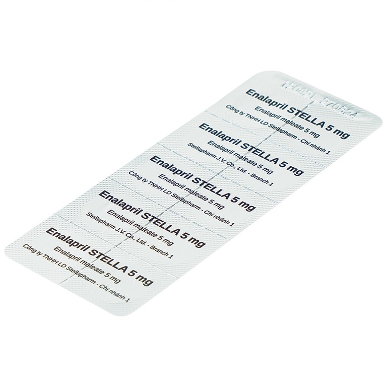 Thuốc Enalapril Stella 5mg điều trị tăng huyết áp, suy tim sung huyết (3 vỉ x 10 viên)
