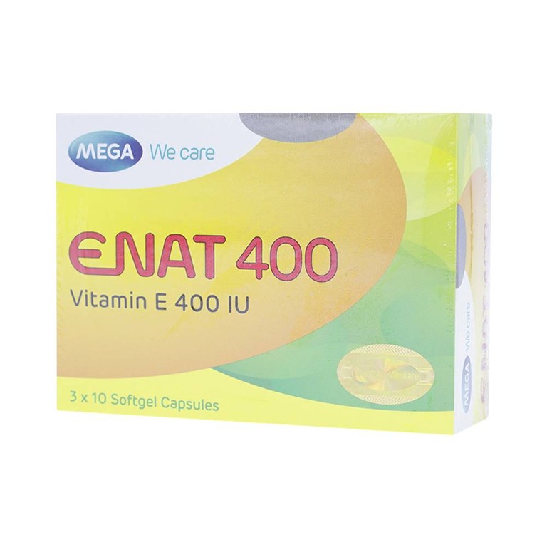 Thuốc Enat 400 MEGA We care điều trị và dự phòng tình trạng thiếu Vitamin E (3 vỉ x 10 viên)