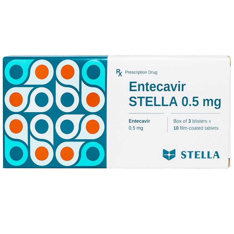 Thuốc Entecavir Stella 0.5mg điều trị viêm gan B mạn tính (3 vỉ x 10 viên)